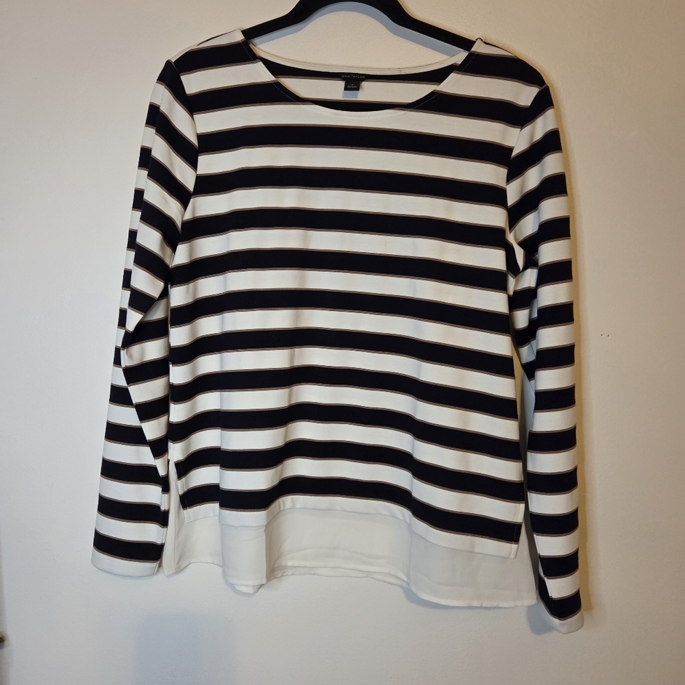 Ann Taylor Medium Striped Long Sleeve Popover Top